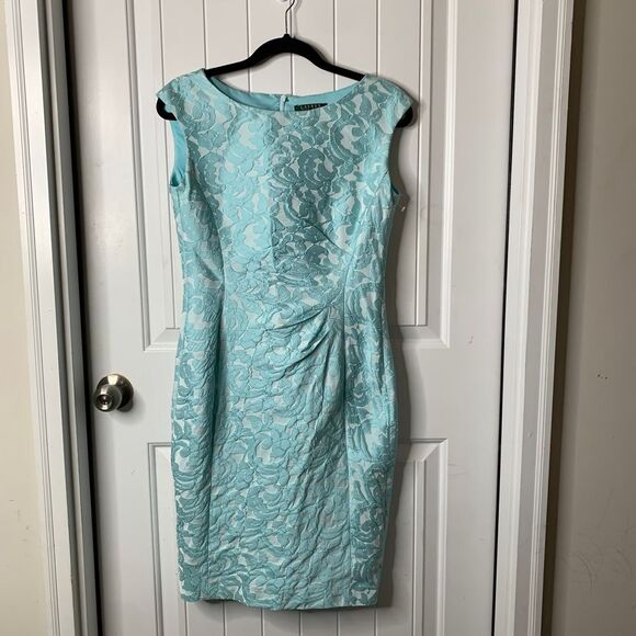 Lauren Ralph Lauren blue easter Sheath Dress Cocktail Party Wedding Guest Size 8 - Picture 1 of 7